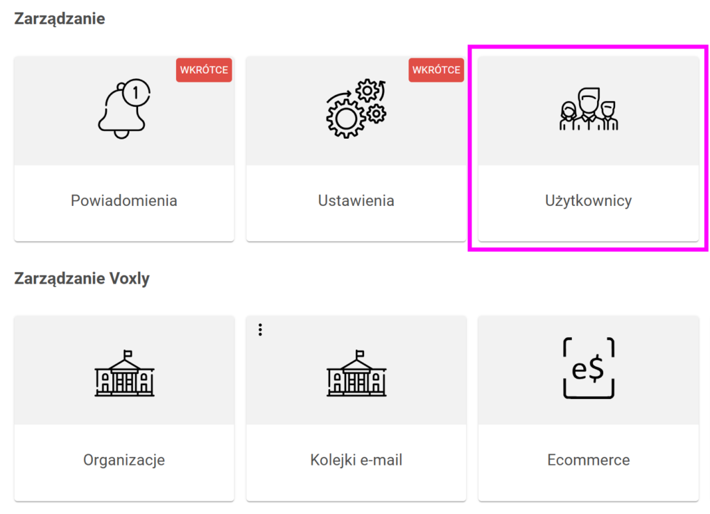 Voxly - moduł administracji użytkownikami